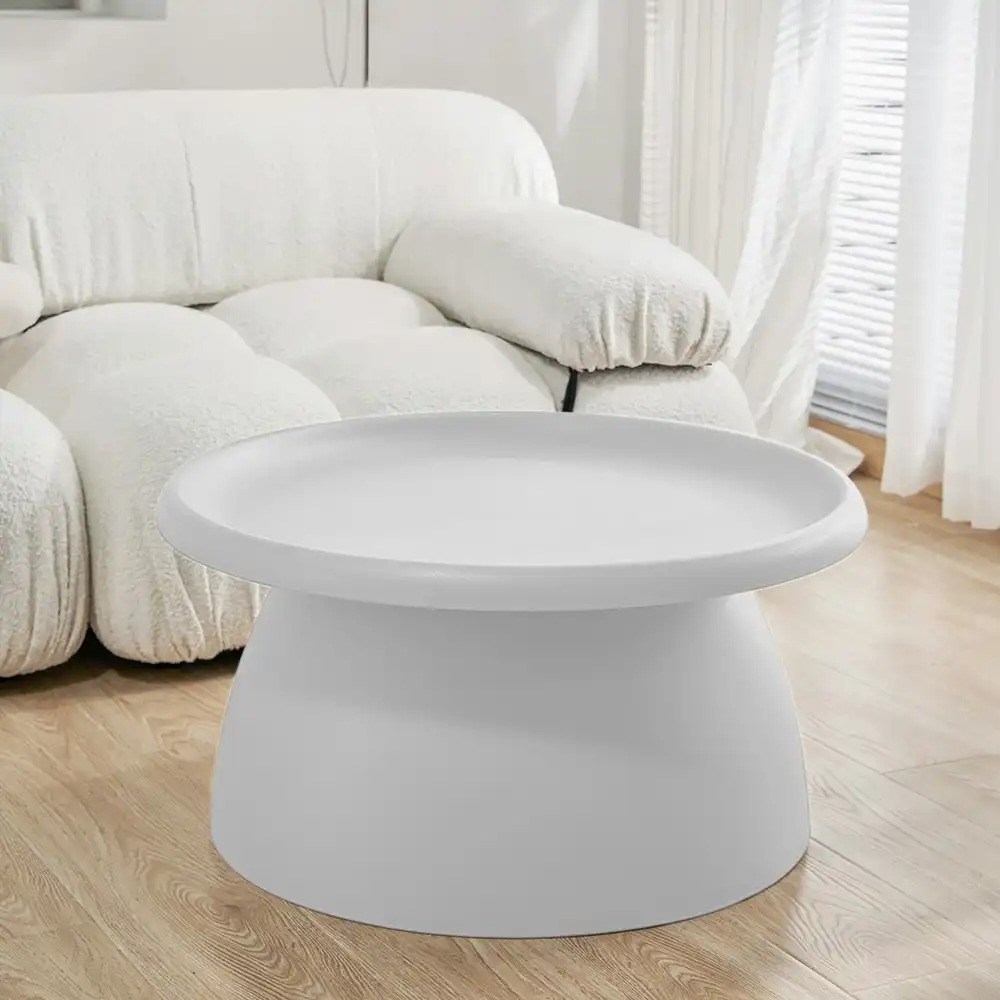 ArtissIn Coffee Table Side Table Round Table Outdoor Plastic Coffee Table 71CM White