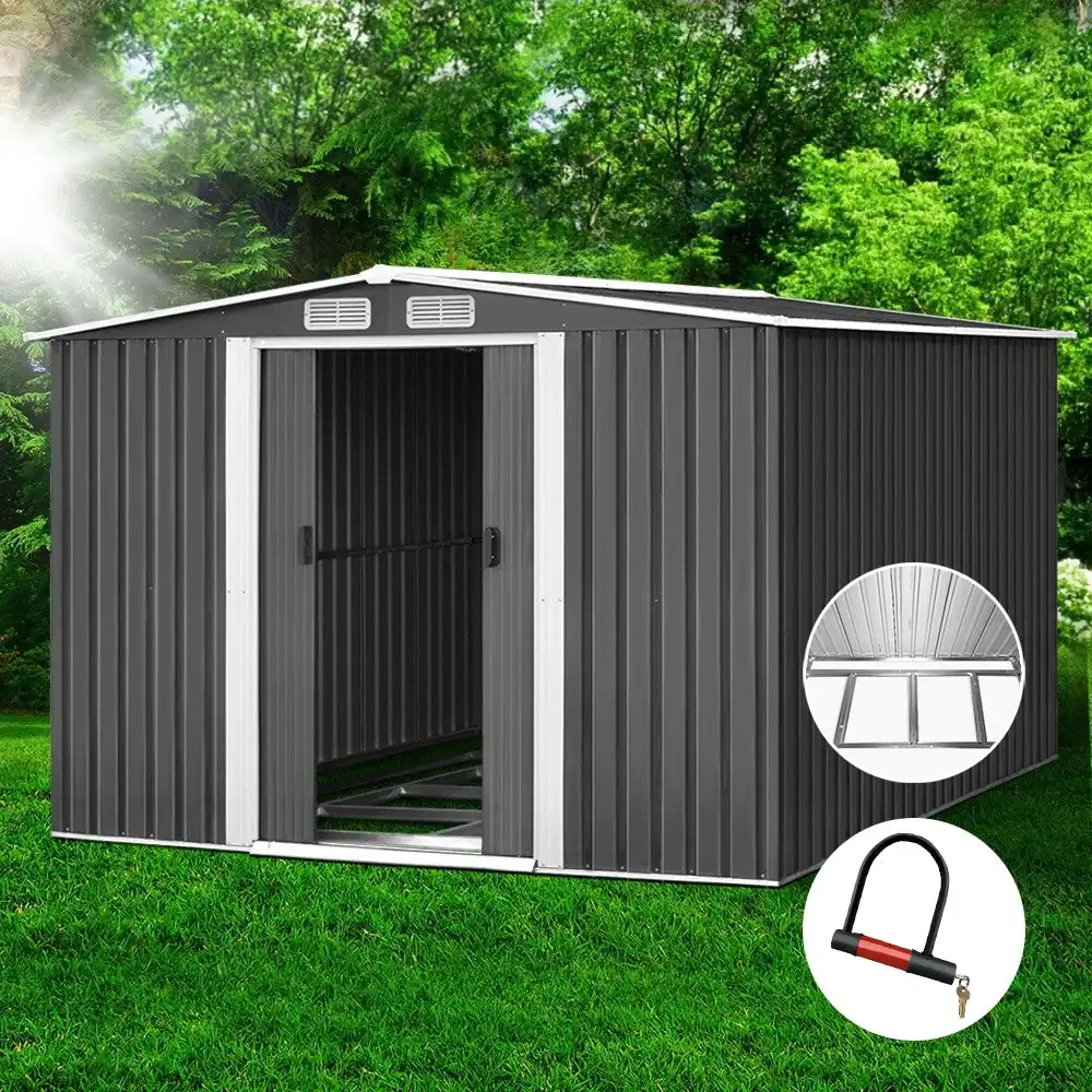 Giantz Garden Shed 2.58x3.14x2.02M Outdoor Storage Sheds Workshop Cabin Metal Base House