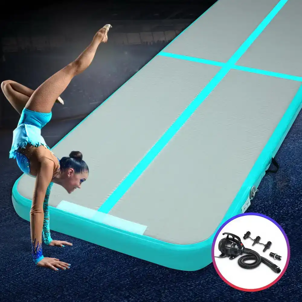 Everfit 3X1M Air Track Airtrack Inflatable Tumbling Mat Gymnastics Yoga Mats Mint + Pump