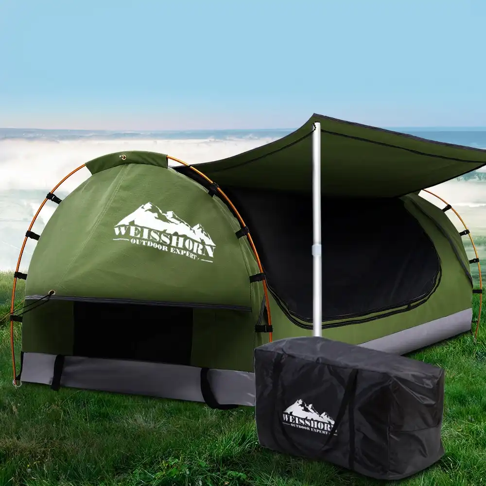 Weisshorn Swag Double Swag Camping Swags Tent Celadon with 7CM Mattress