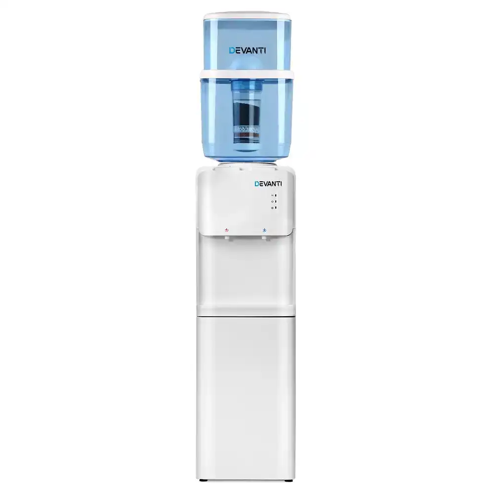 Devanti Water Cooler Dispenser Chiller Freestanding 22L Bottle Stand Ceramic Filter Tap Water Purifier Container Office Kitchen White