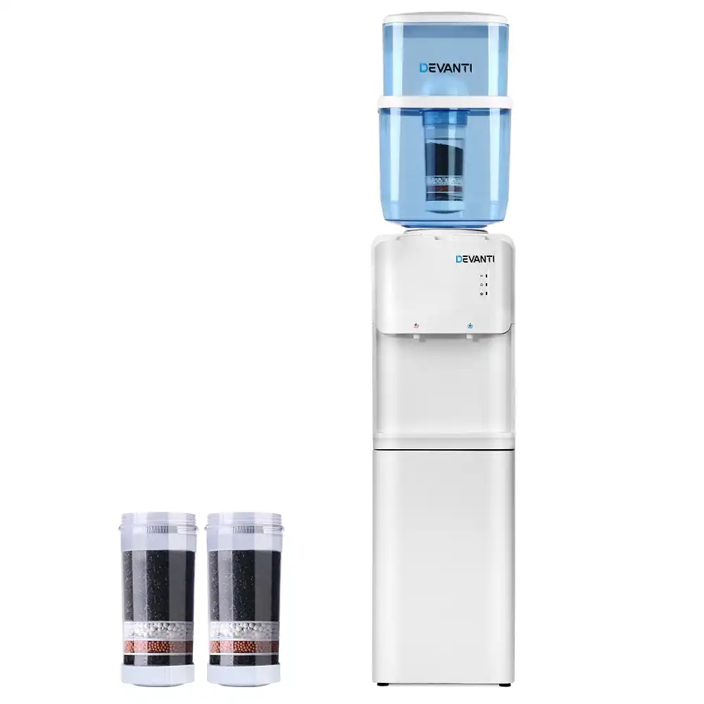 Devanti Water Cooler Dispenser Chiller Freestanding 22L Bottle Stand Ceramic Filter Tap Water Purifier Container White