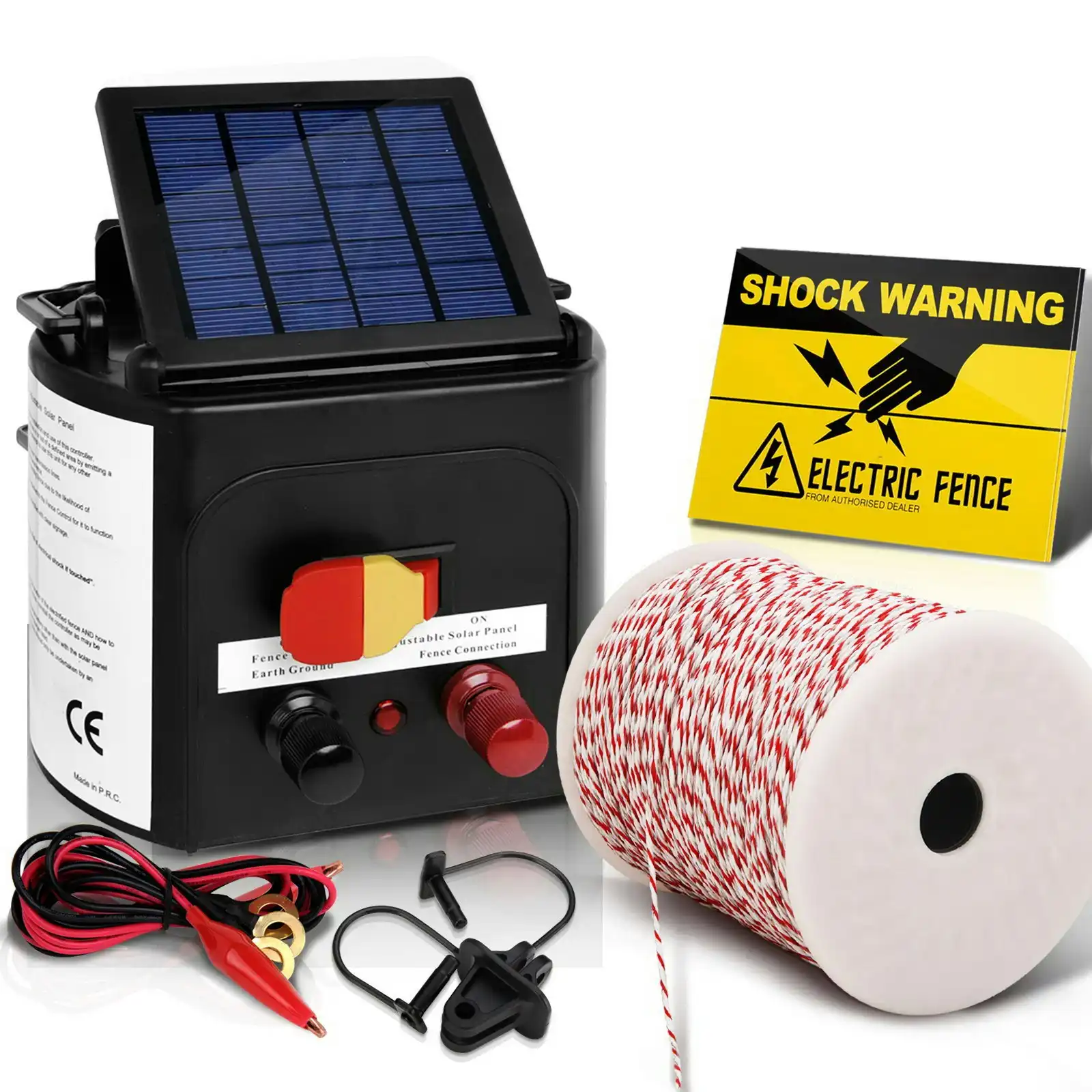 Giantz Fence Energiser 3km 500m Electric Fencing Solar Fences Energizer Charger Wire