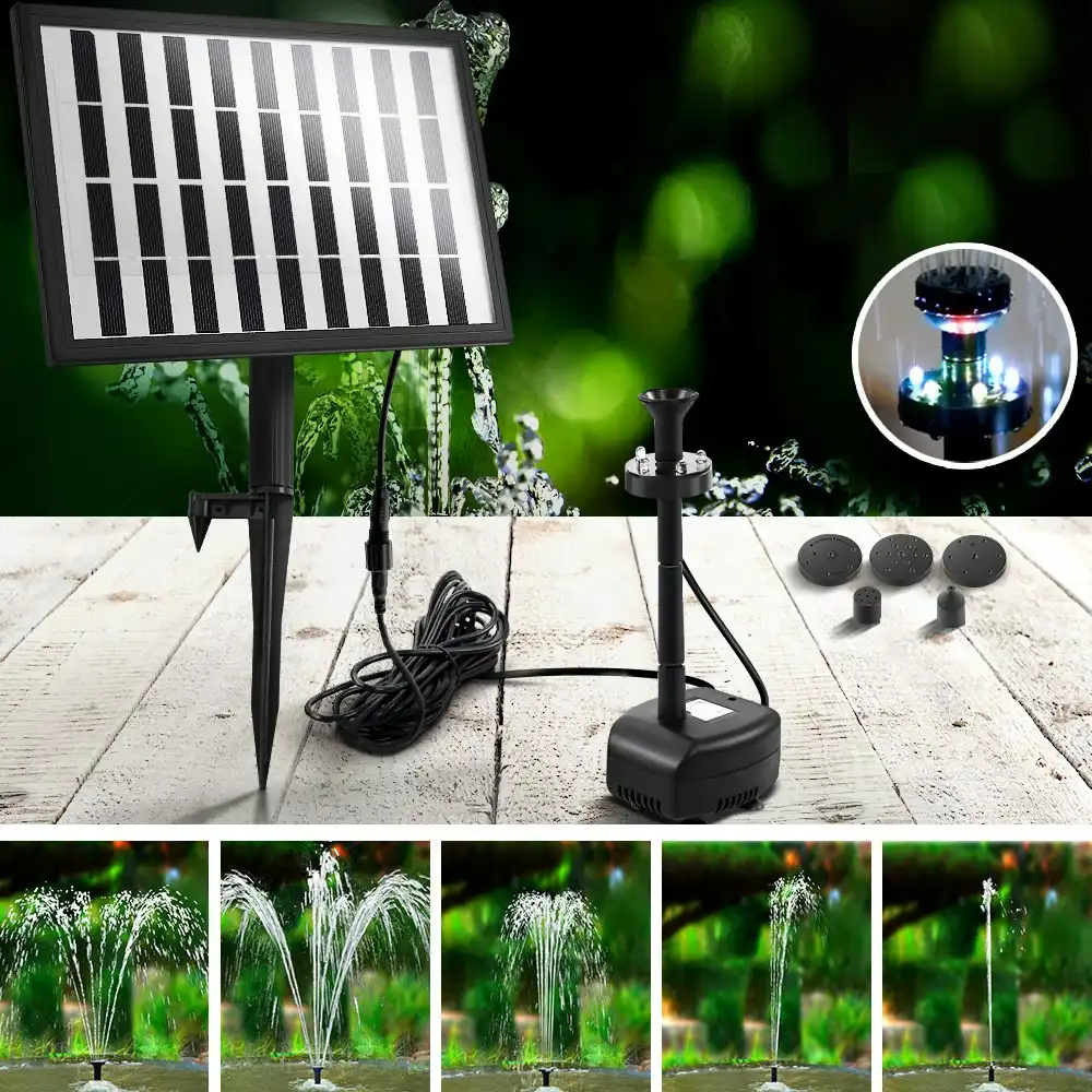 Gardeon Solar Pond Pump with Battery LED Lights 4 FT