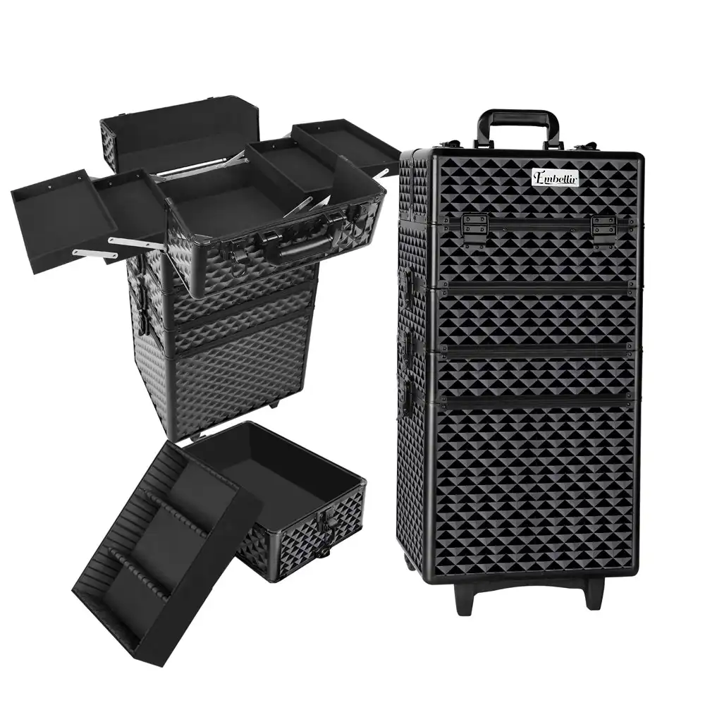 Embellir Makeup Beauty Case Cosmetic 7 In 1 Trolley Organiser Travel Portable Professional