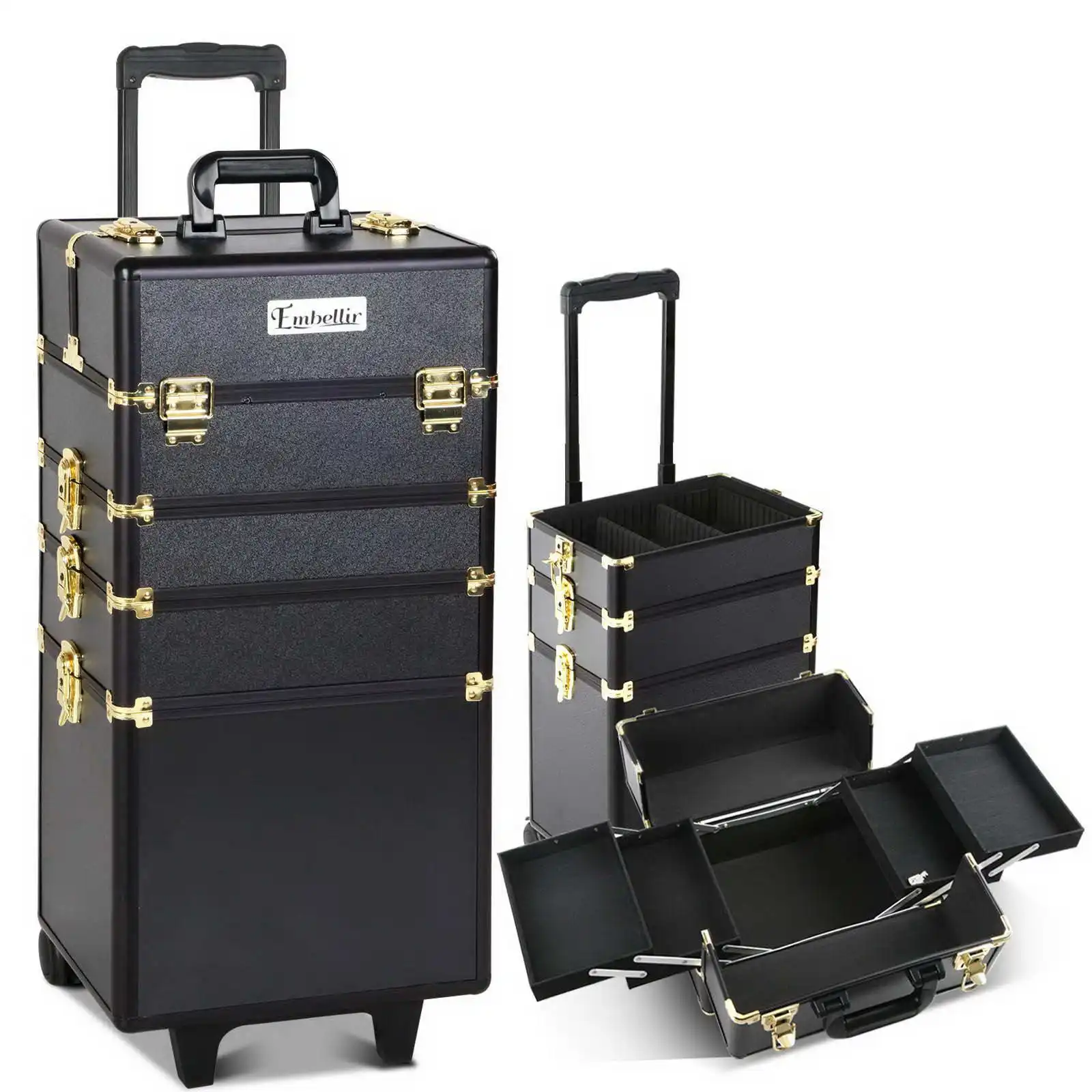 Embellir Makeup Case Beauty Case 7 In 1 Cosmetic Trolley Aluminum Box Professional