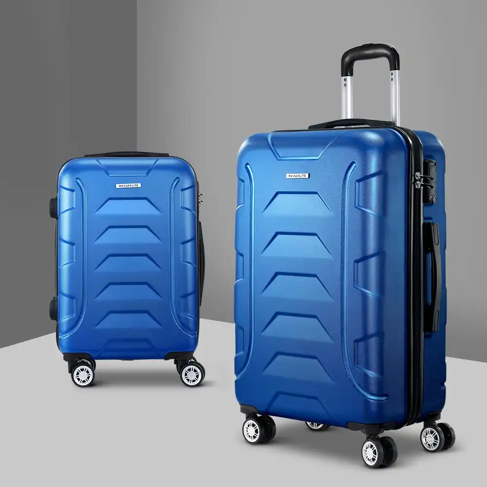 Wanderlite 2pc Luggage Travel Sets Suitcase Trolley TSA Lock Blue