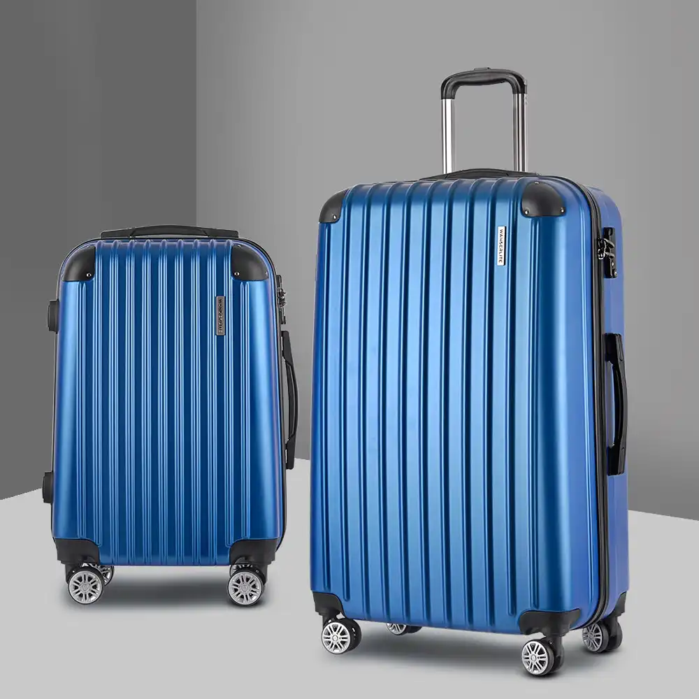 Wanderlite 2pcs Luggage Trolley Sets Travel Suitcase Blue