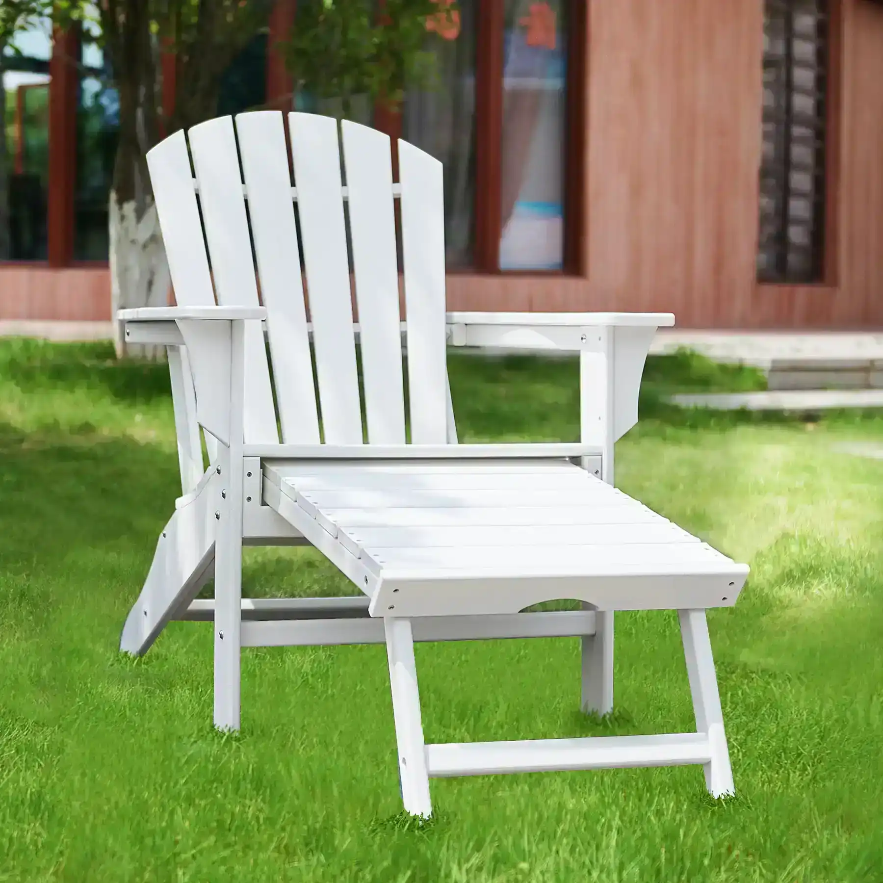 EHOMMATE HDPE Outdoor Adirondack Chair with Footrest White