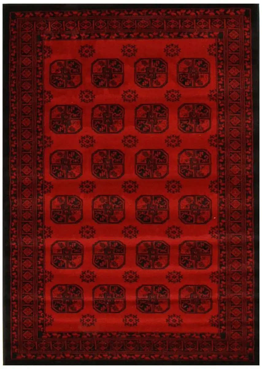 Rug Culture Istanbul Collection Classic Afghan Pattern Red Rug