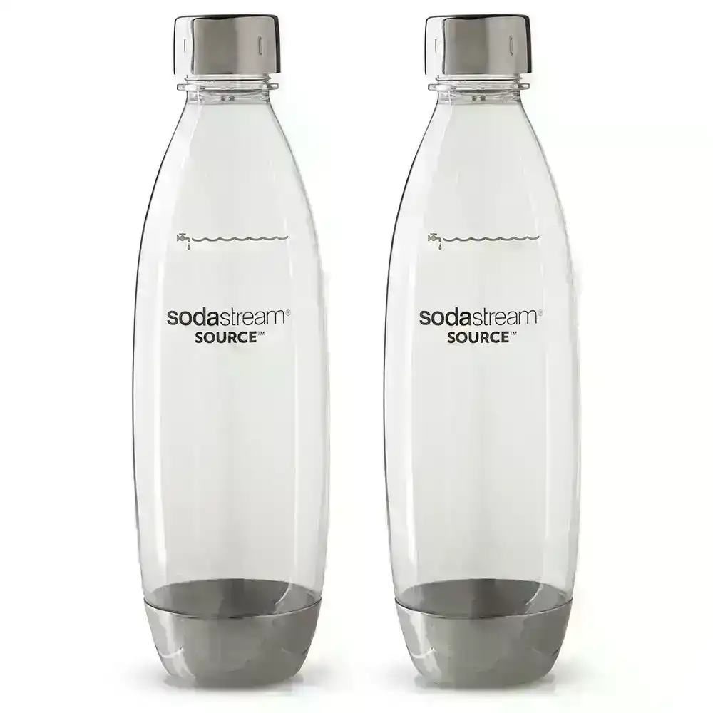 2x SodaStream Carbonating 1L Bottle for Drink Maker Play/Spirit/Source Metal