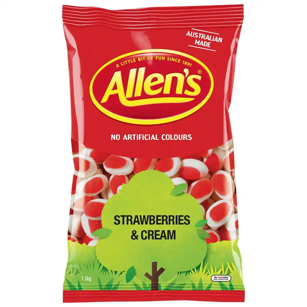 Allen's 1.3kg Creamy Strawberries & Cream Flavour Soft Chew Lolly/Candy Sweets