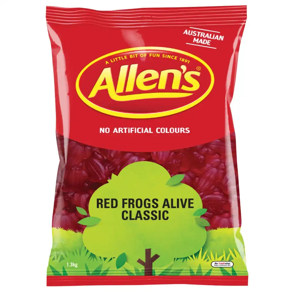 Allen's 1.3kg Red Frogs Raspberry Flavoued Soft Chewy Candy/Lollies/Sweets Bag