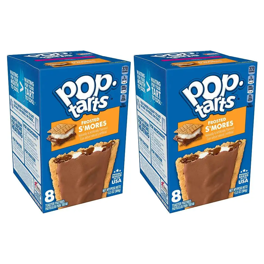 2x 8pc 384g Kellogg's Frosted Smores Pop Tarts Toaster Pastries/Snack/Sweet  Pack, KG Group