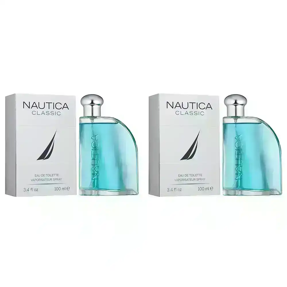2x Nautica 100ml Classic Eau De Toilette/EDT Fragrances/Natural Spray for Men