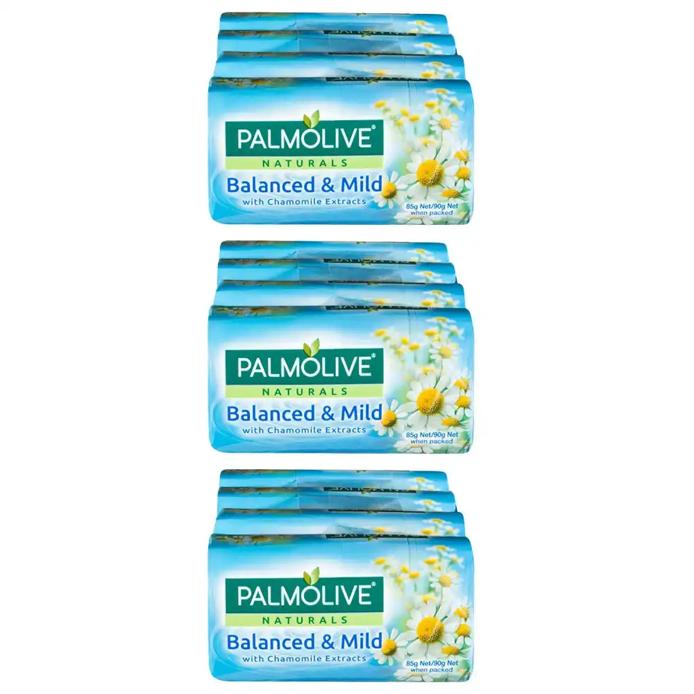 3x 4PK Palmolive 90g Naturals Balanced & Mild Soap Bar Shower Bath Skin Care