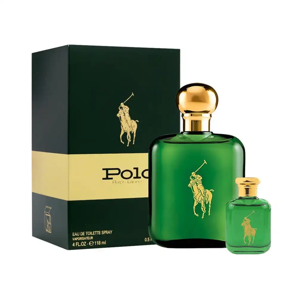 2pc Ralph Lauren Polo Green 118ml EDT Fragrance w/ 15ml Natural Spray Set Men