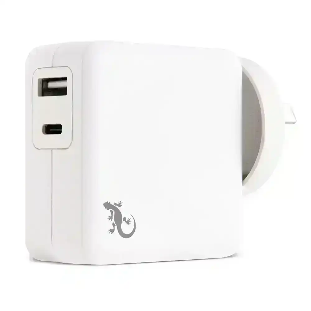 Gecko Dual USB-A/USB-C 30W Wall Fast Charger Adapter Plug for Apple/Android WHT