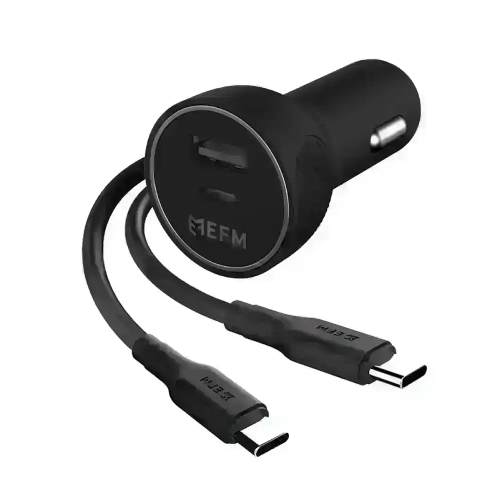 EFM 39W QC3.0 Dual Output Fast Car Phone Charger w/USB PD/Type-C to Type-C Cable