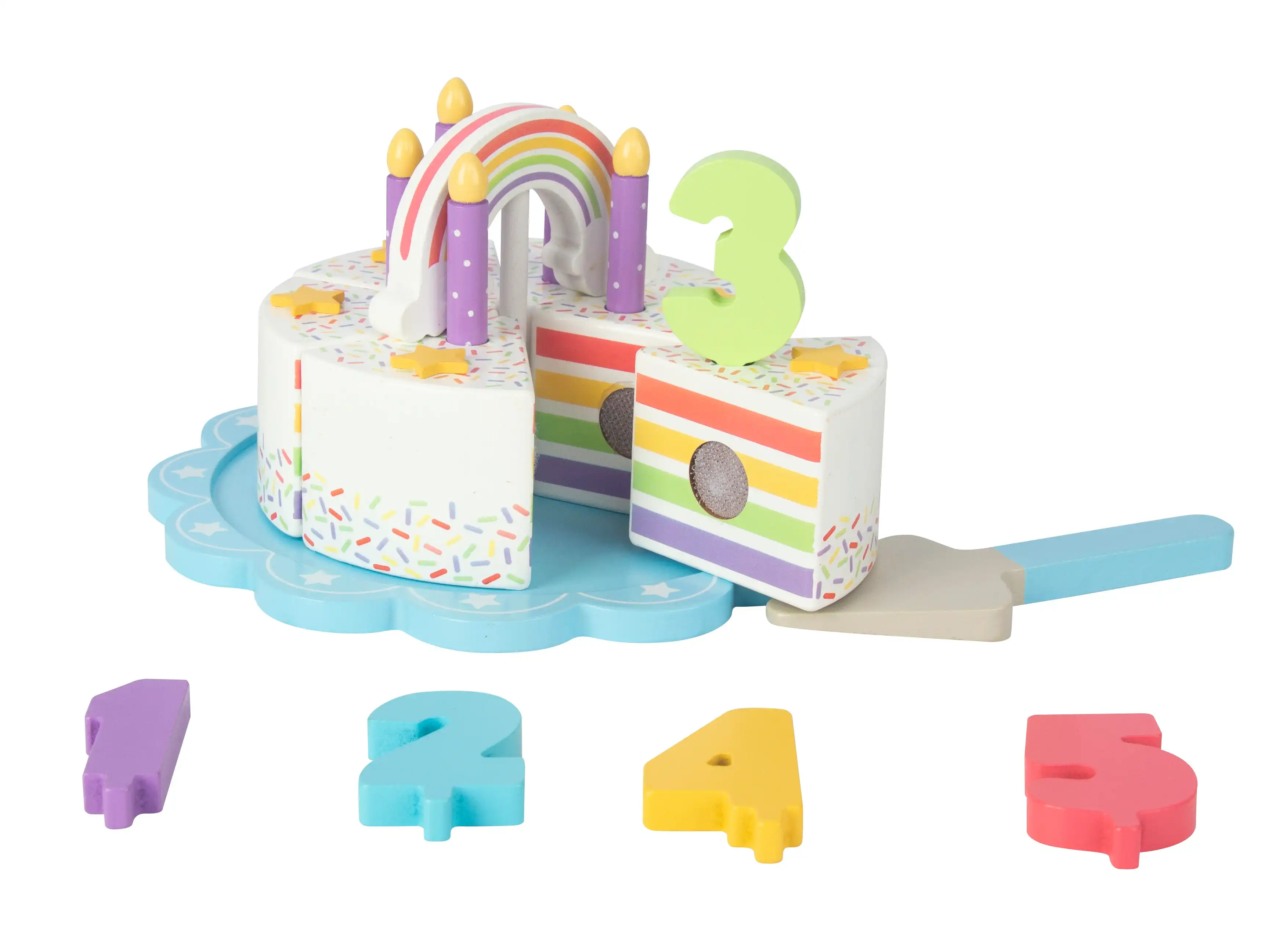 Wonder Co Wooden Rainbow Birthday Cake