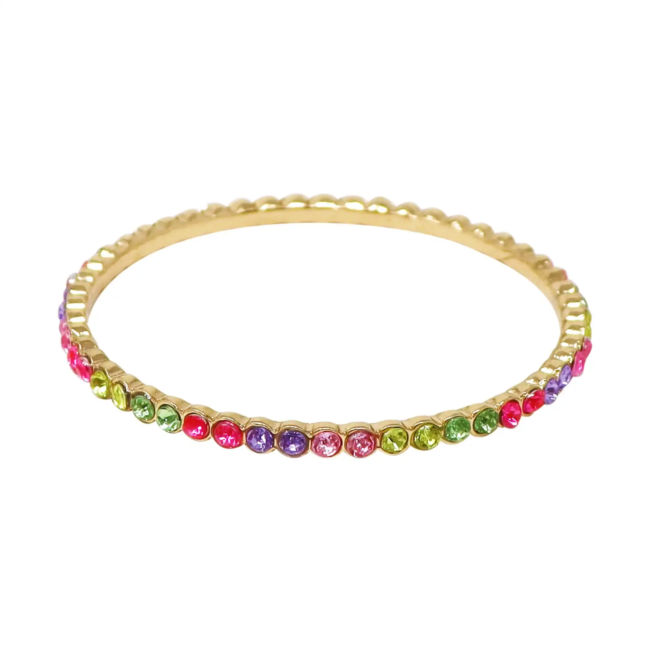 Rainbow Sparkling Gemstone Gold Bangle