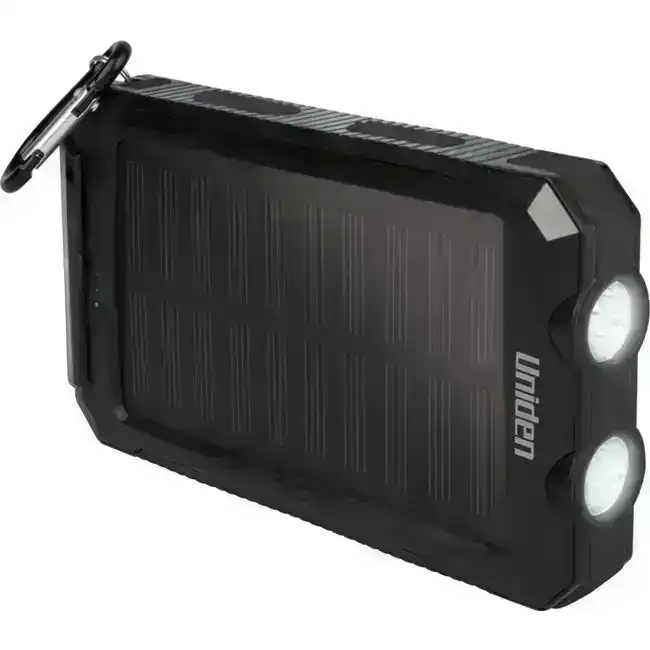Uniden 8000mAh 5V Solar/USB Power Bank Water Resistant Phone Battery Charger