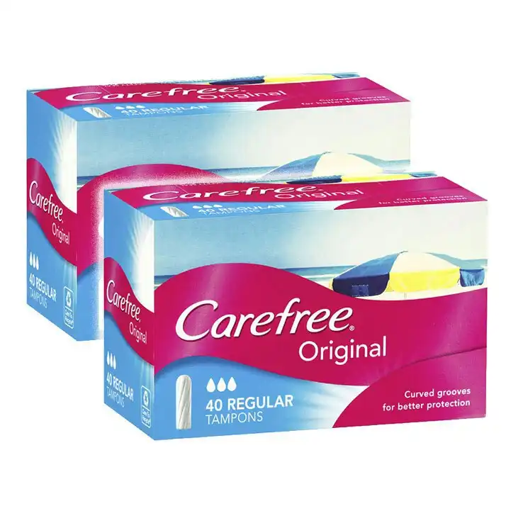 80x Carefree Regular Tampons Original Curved Grooves Reliable Protection