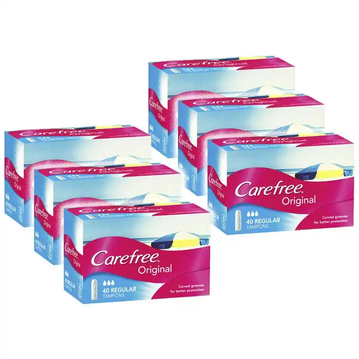 240x Carefree Regular Tampons Original Curved Grooves Reliable Protection