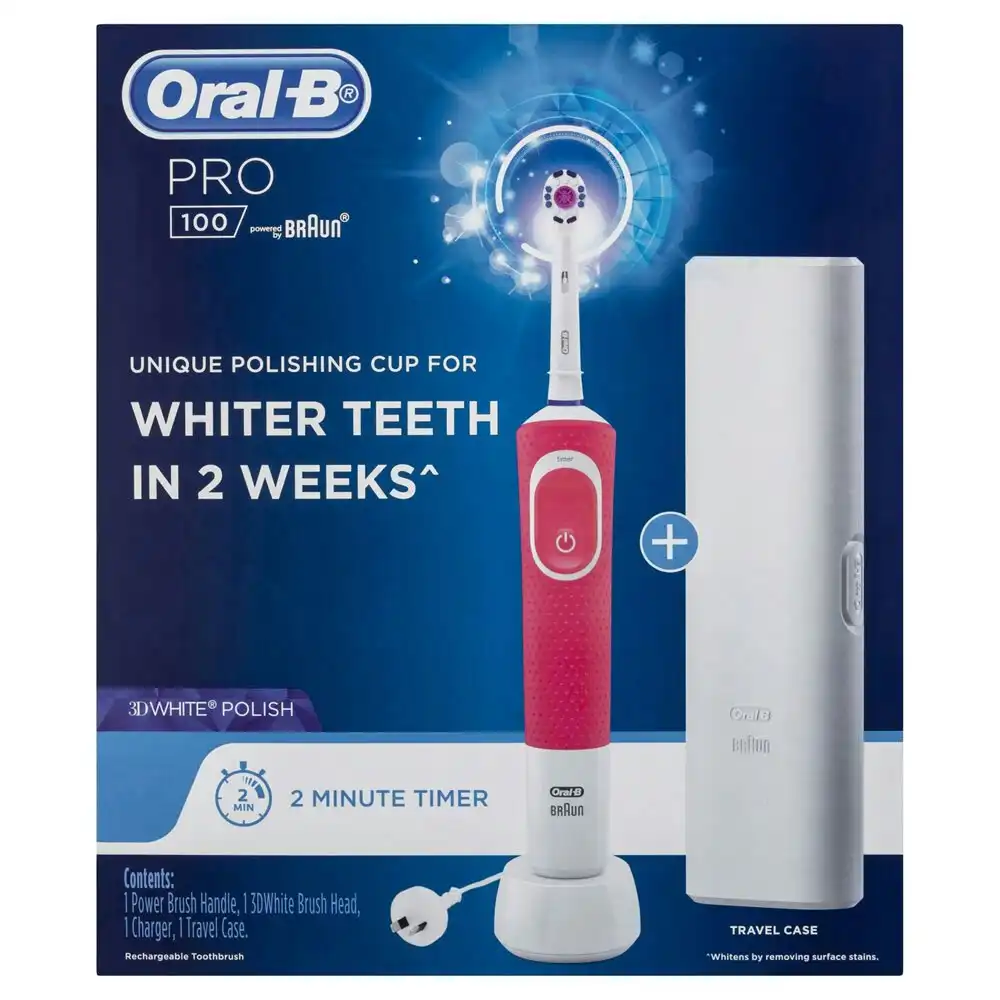 Oral B Electric Rechargeable Dental Care Power Toothbrush Pro 100 3D WHT Polish
