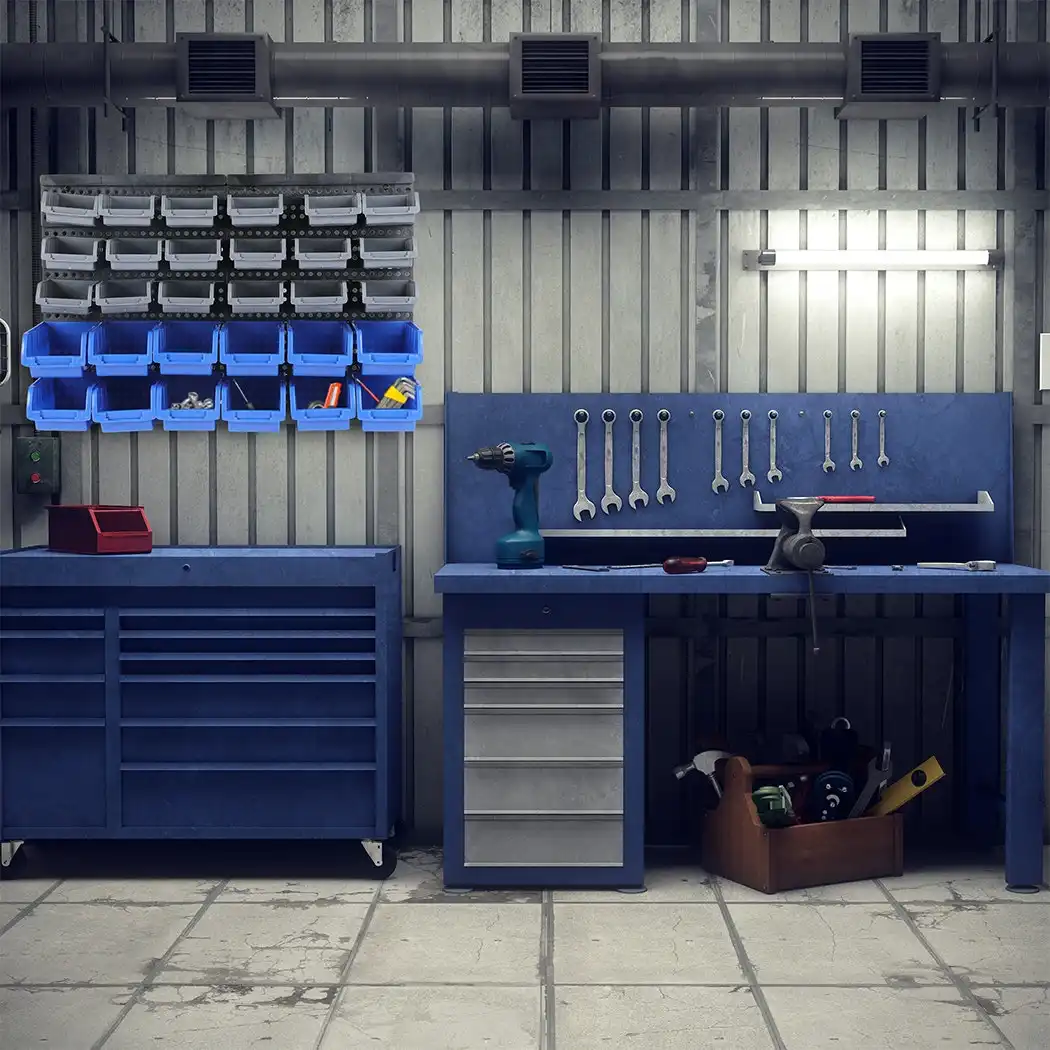 Traderight Tool Storage Bins Wall Mounted Organiser Cabinet Garage Workshop Box