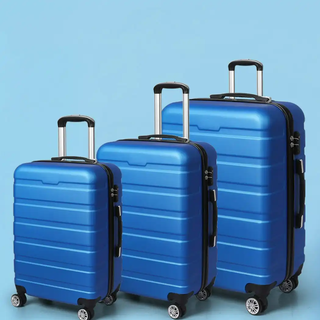 Slimbridge 3PC Luggage sets Suitcase 20" 24" 28" Set Travel TSA Hard Case Blue