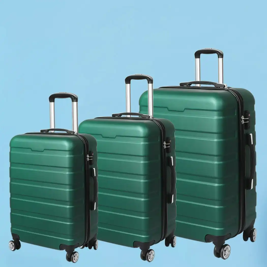 Slimbridge 3PC Luggage sets Suitcase 20" 24" 28" Set Travel TSA Hard Case Green
