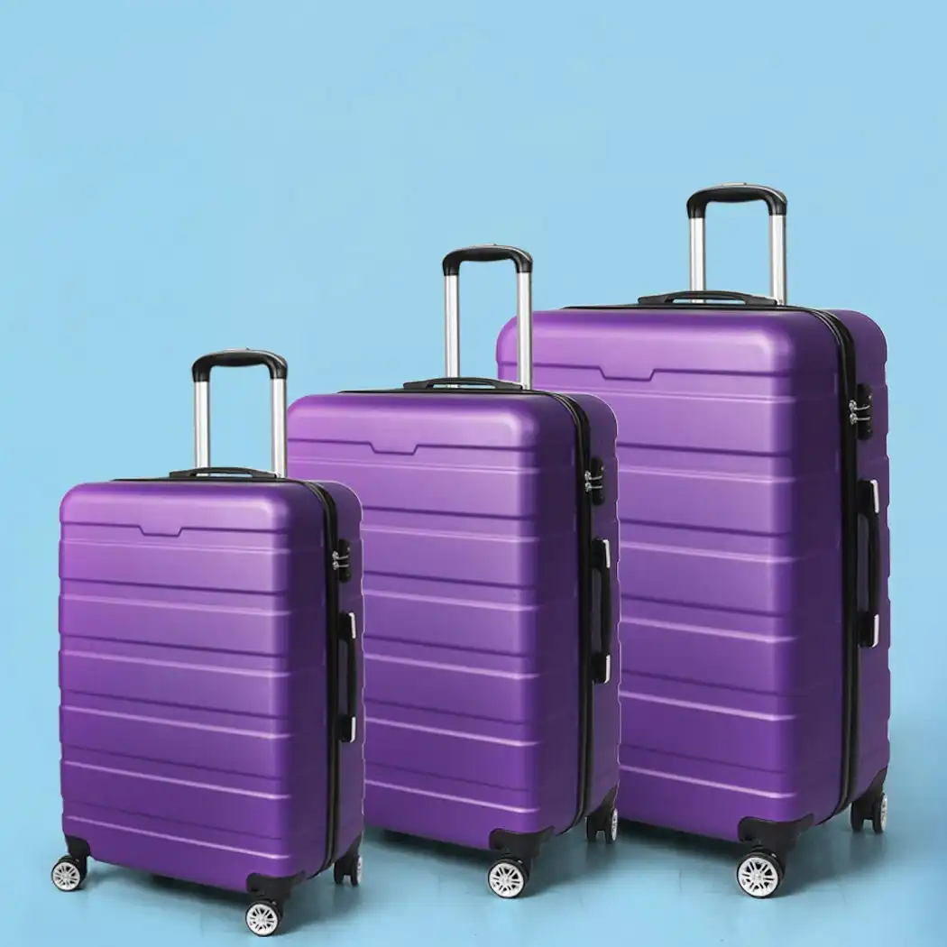 Slimbridge 3PC Luggage sets Suitcase 20" 24" 28" Set Travel TSA Hard Case Purple