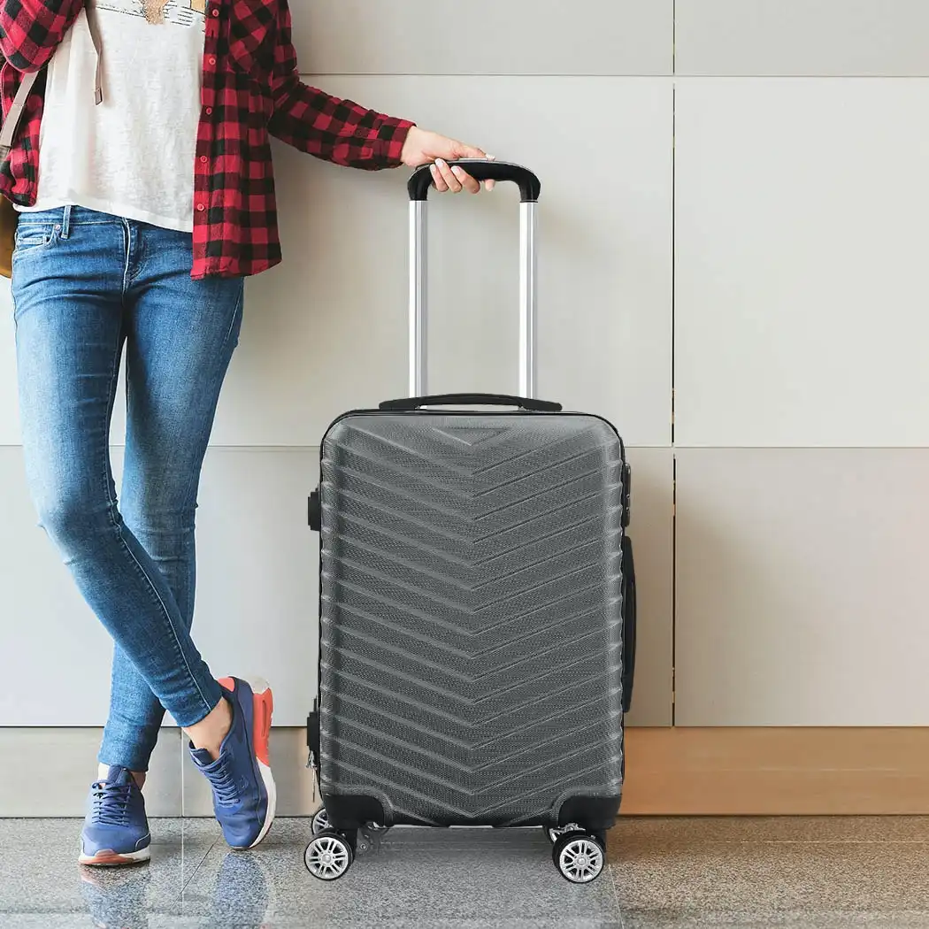 Slimbridge 20" Carry On Travel Luggage Suitcase Case Bag Lightweight TSA Grey