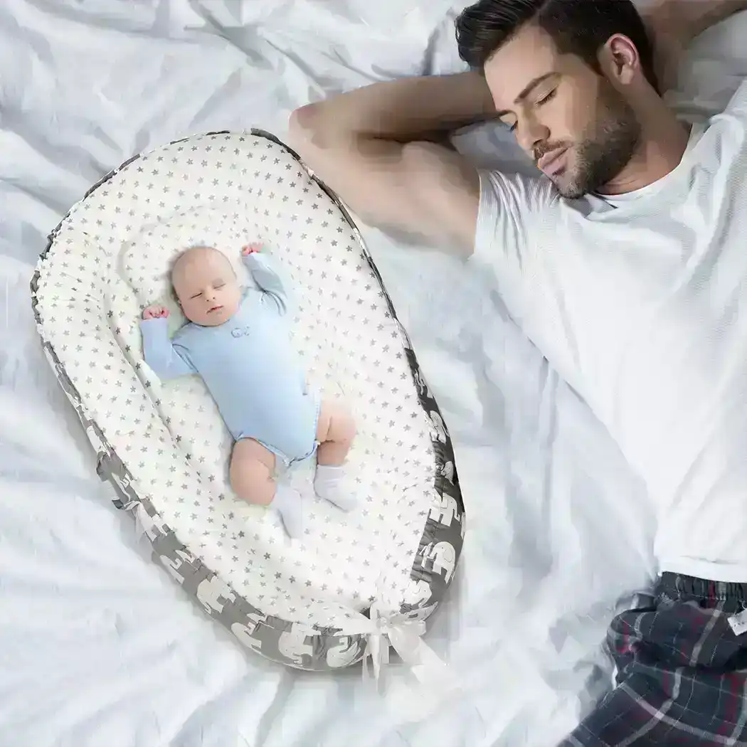 BoPeep Baby Nest Bed Lounger Sleeping Portable Pillow Newborn Bassinet Crib Grey