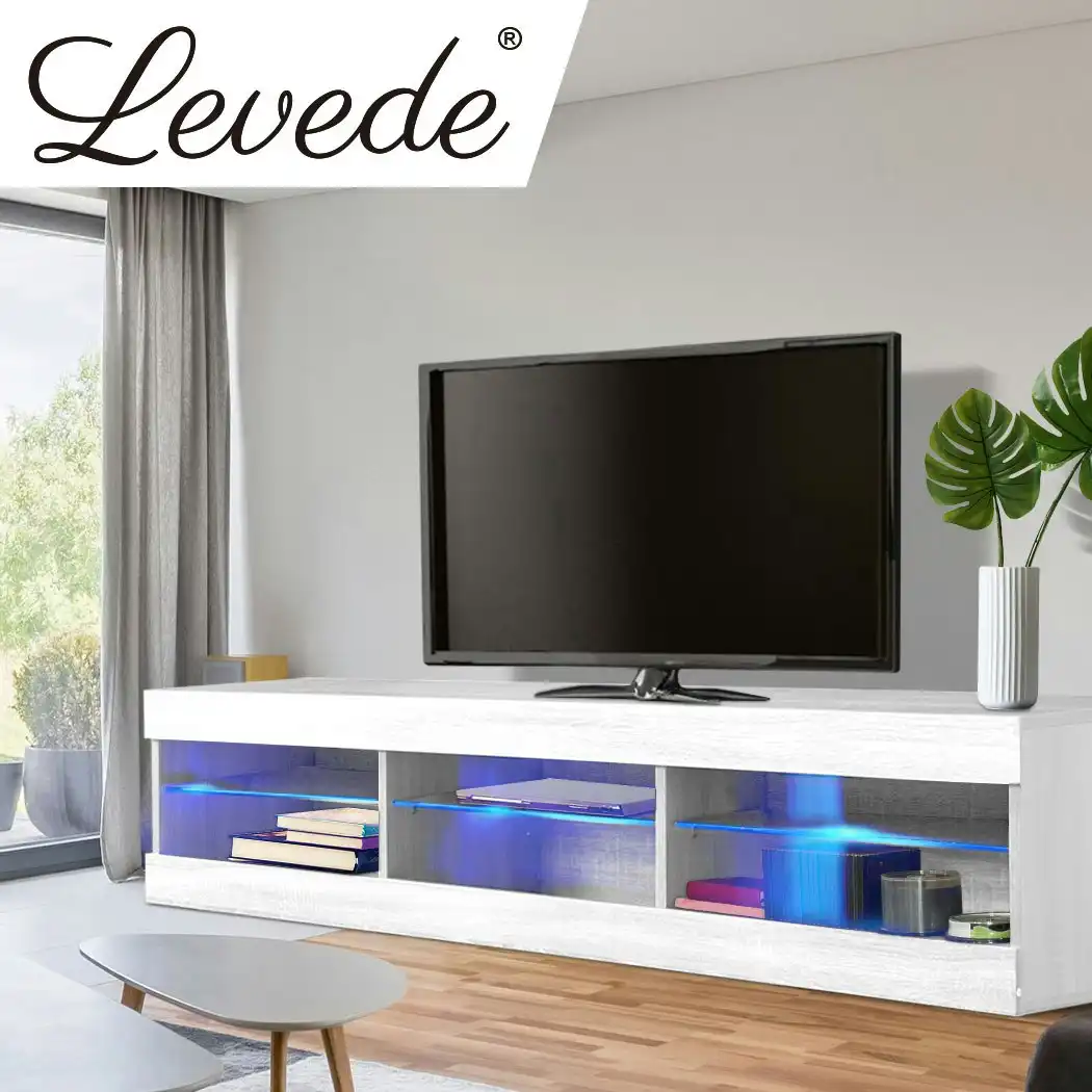 Levede  TV Stand LED Entertainment Center Game Media Storage Cabinet 55" White