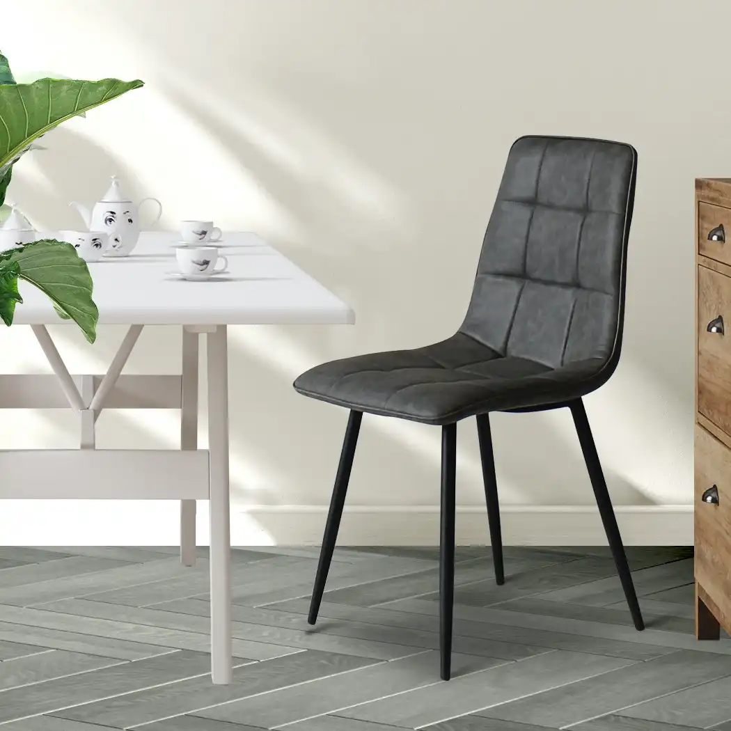 Levede 4x Dining Chairs Kitchen Chair Lounge Room Padded Seat PU Faux Leather