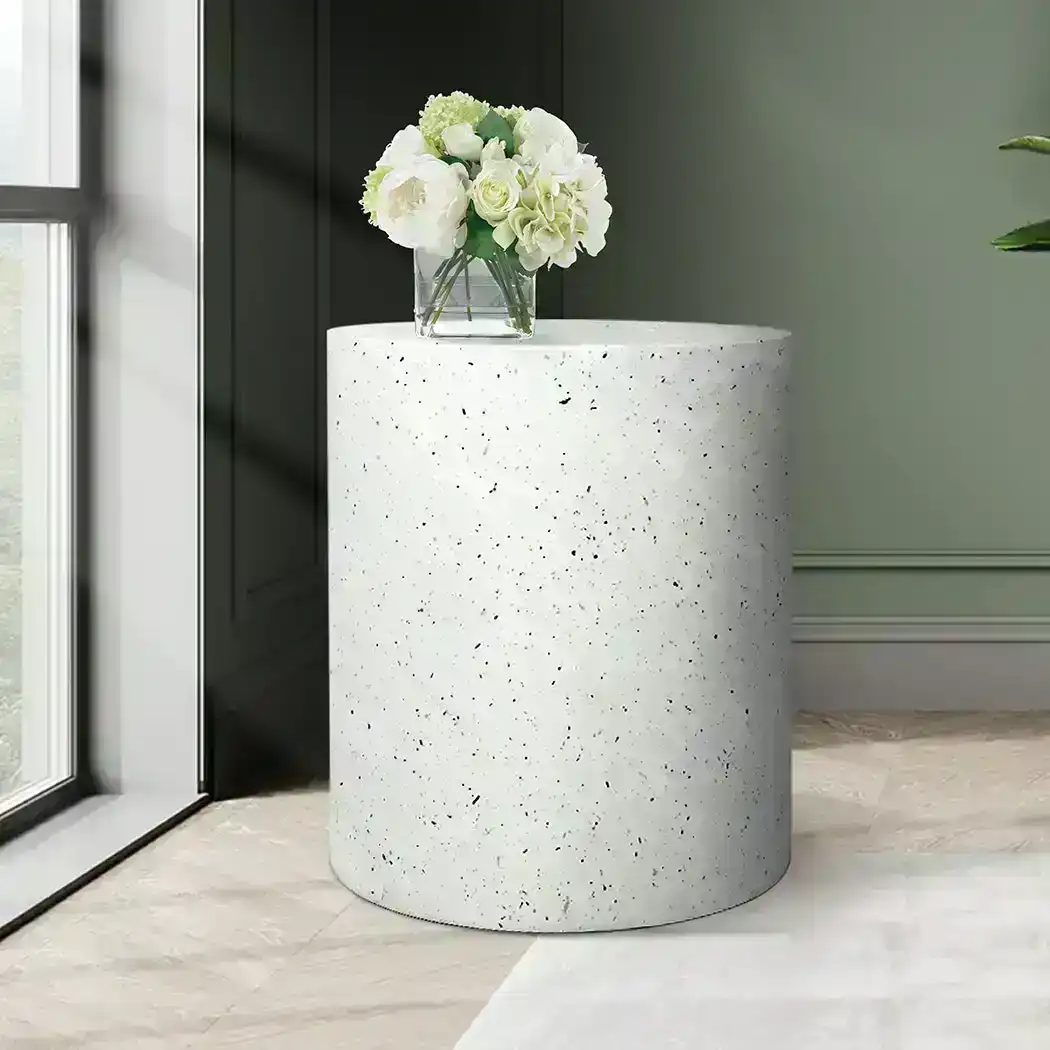 Levede Side Table Terrazzo Round Side Table Magnesia Stone Concrete Stool