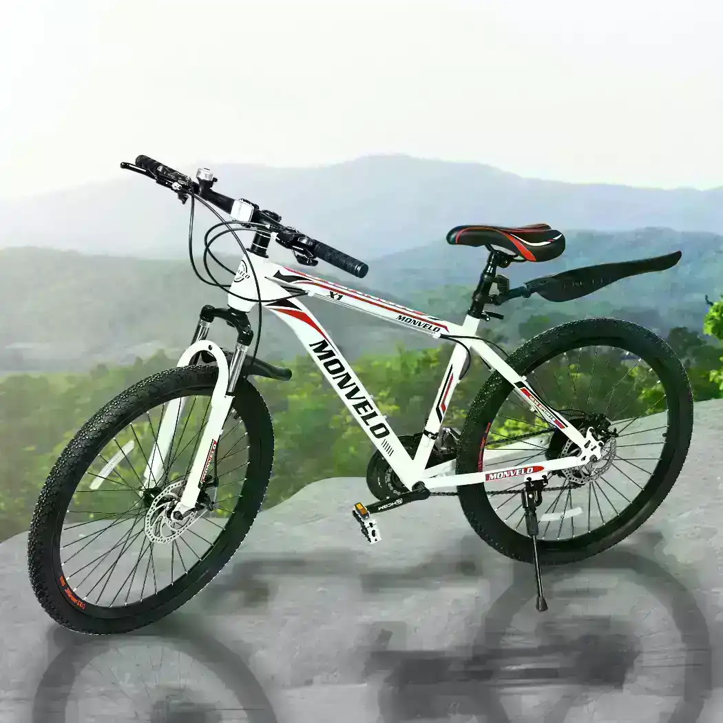 Monvelo 29'' Mountain Bicycle White Racing Bike 21 Speed Dual Disc Brake Steel