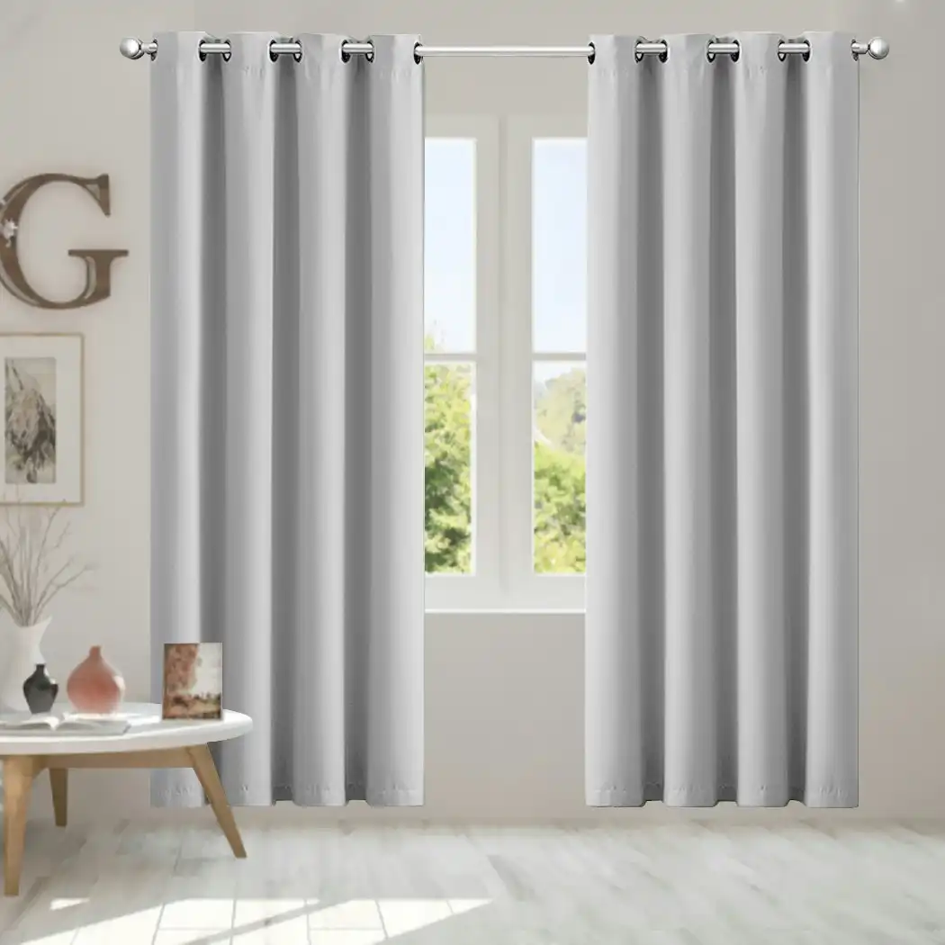 Traderight Group  2x Blockout Curtains Panels 3 Layers Eyelet Room Darkening 132x230cm Grey