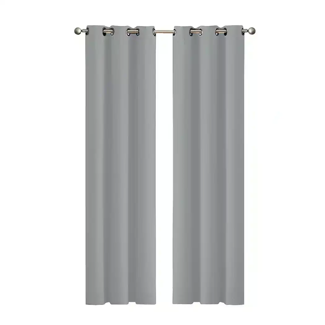 Traderight Group  2x Blockout Curtains Panels 3 Layers Eyelet Room Darkening 132x160cm Grey