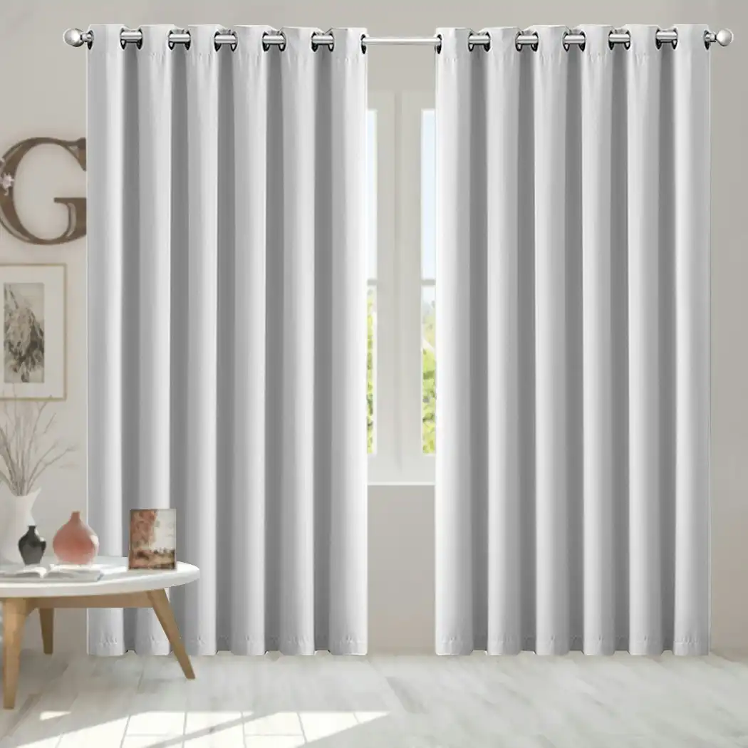 Traderight Group  2x Blockout Curtains Panels 3 Layers Eyelet Room Darkening 240x230cm Grey