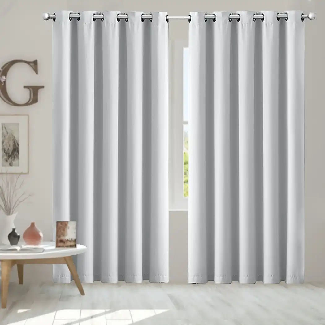 Traderight Group  2x Blockout Curtains Panels 3 Layers Eyelet Room Darkening 180x230cm Grey