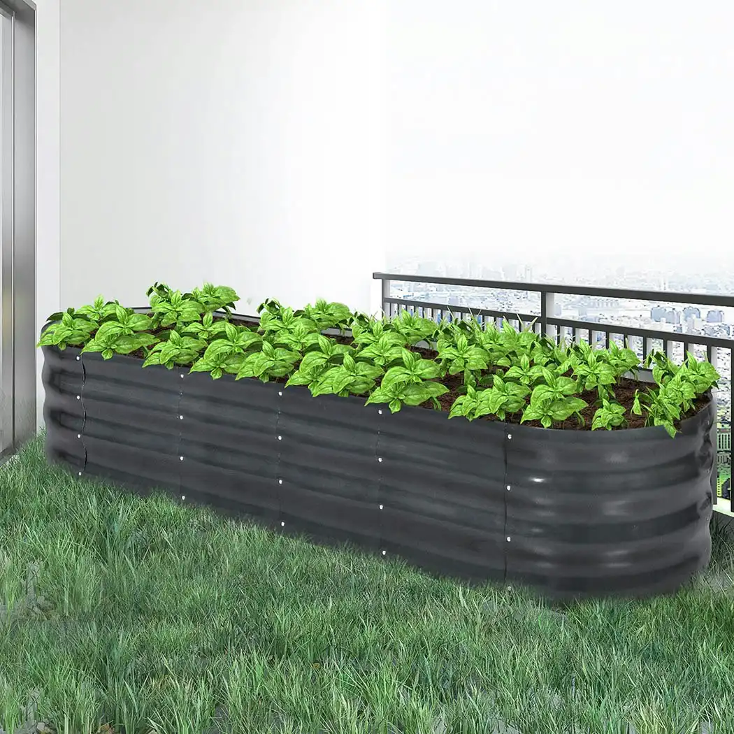 Lambu Garden Bed Planter Raised Coated Galvanised Steel Vegetable Beds Oval 3.2m