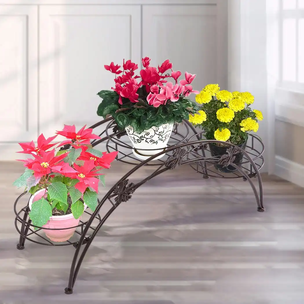 Levede Plant Stand Outdoor Indoor Metal Flower Pots Rack Corner Planter Shelf