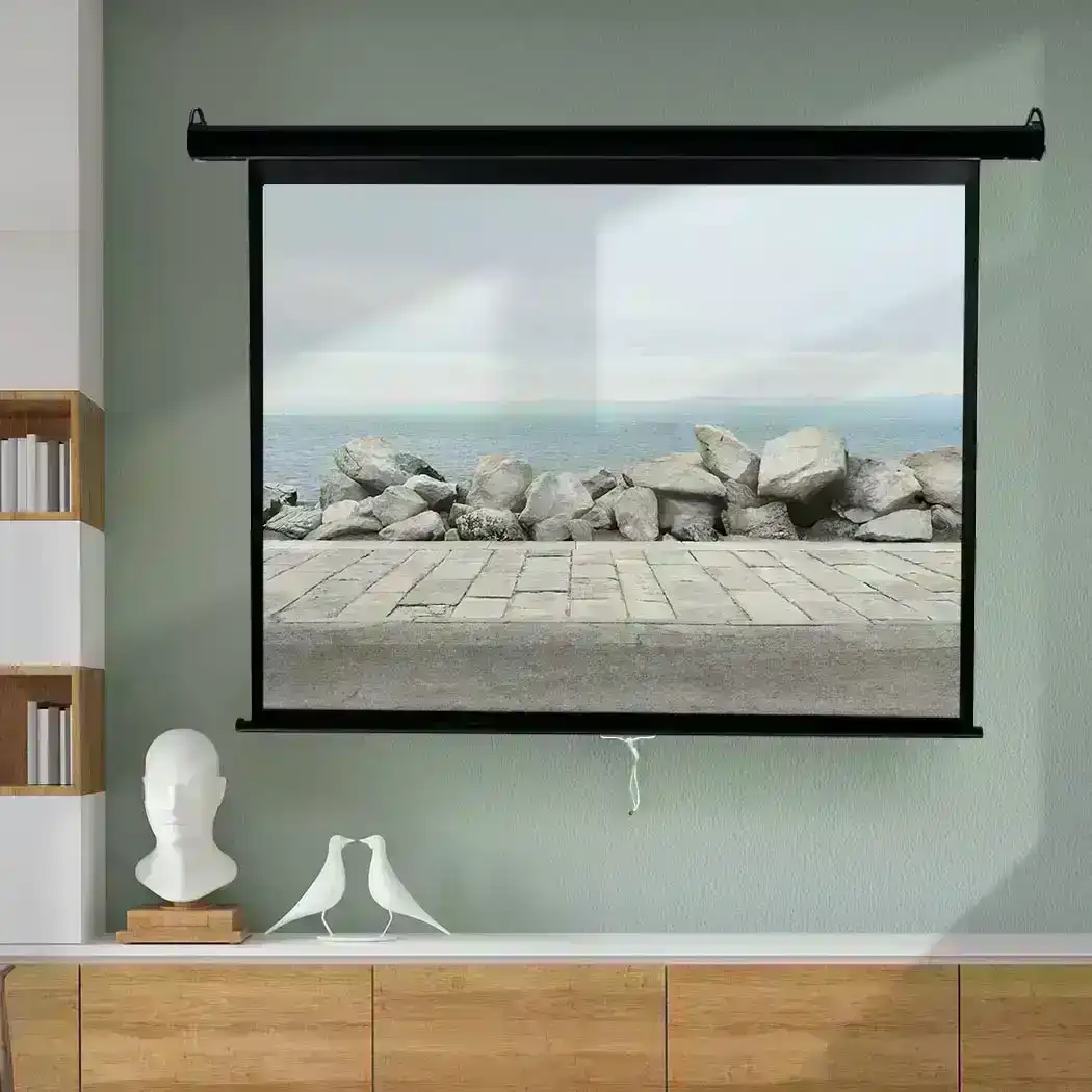 120" Projector Screen Manual Projection 3D Home Cinema Retractable 4:3 Screens