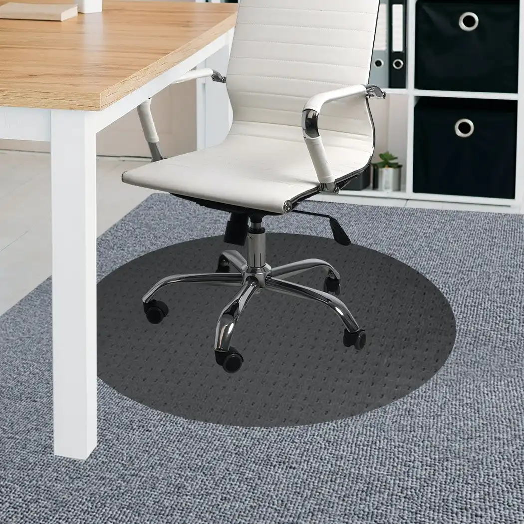 Marlow Chair Mat Round Carpet Protectors PVC Home Office Mats Black 120CM Dia.
