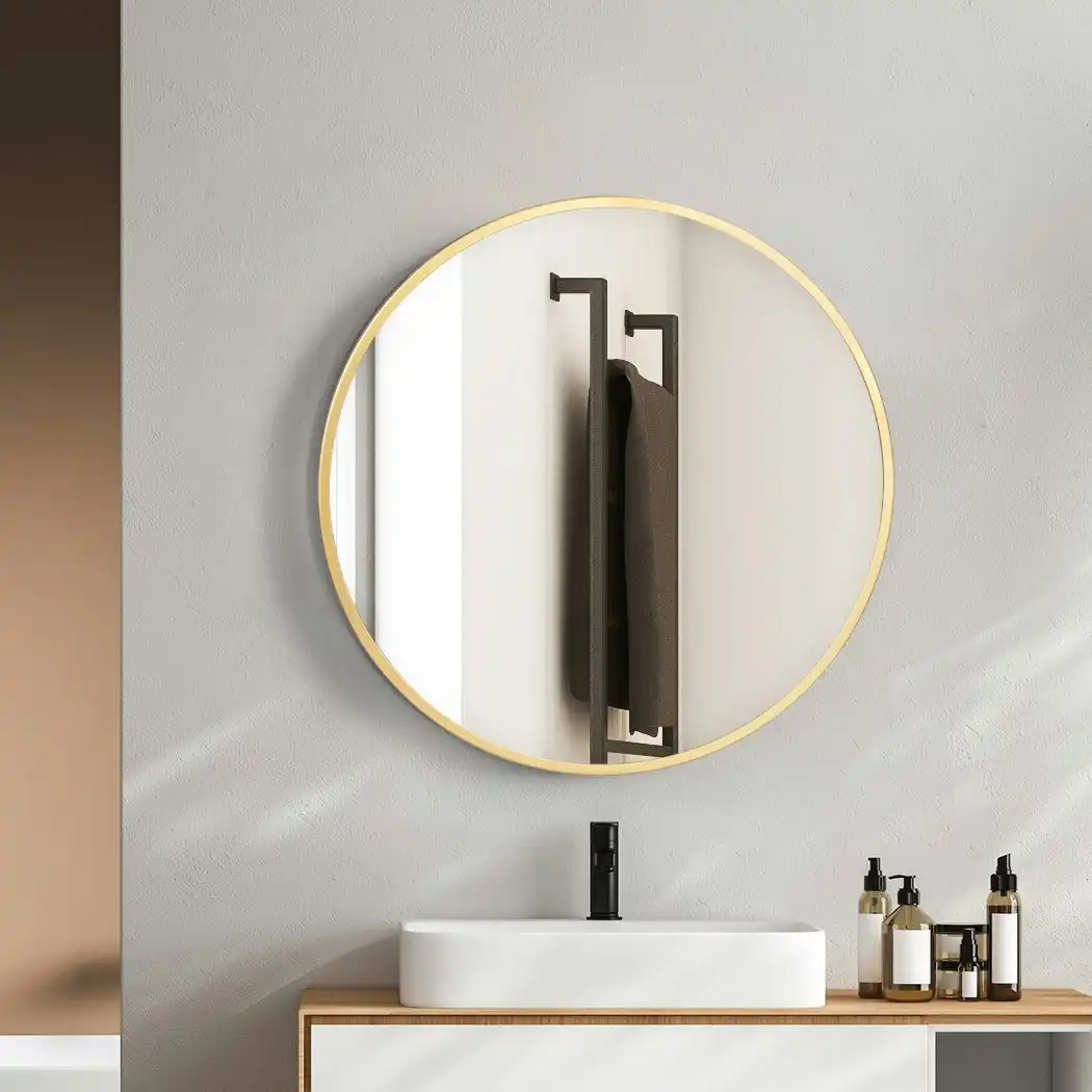Yezi Wall Mirror Round Bathroom Decor Large Vanity Makeup Mirrors Frame 50cm