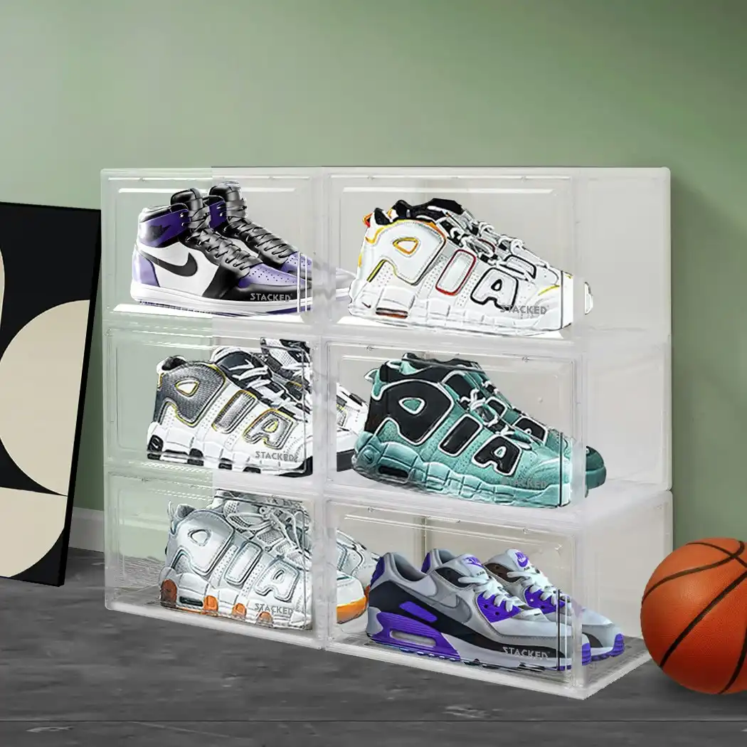 Stacked Shoe Box Acrylic Sneaker Display Case Magnetic Anti-oxidation 6PC