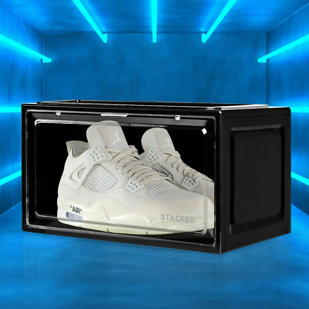 Stacked Shoe Box Acrylic Sneaker Display Case Magnetic Door Anti-oxidation
